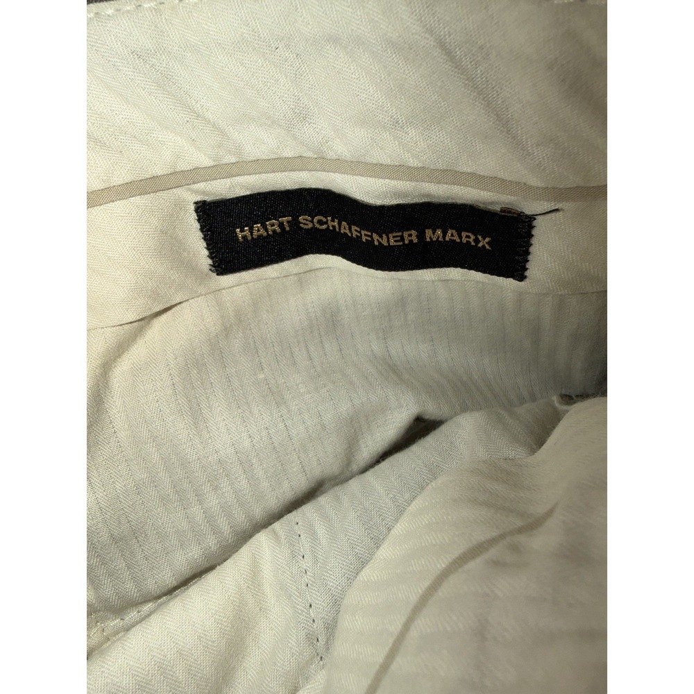 Hart Schaffner Marx Pants Mens Khaki Tan Wool Flat Front Dress Slacks 36x30 - Picture 2 of 7